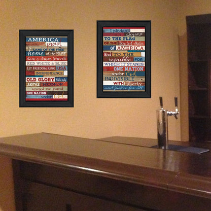 Set Of Two America Proud I Black Framed Print Wall Art HomeRoots