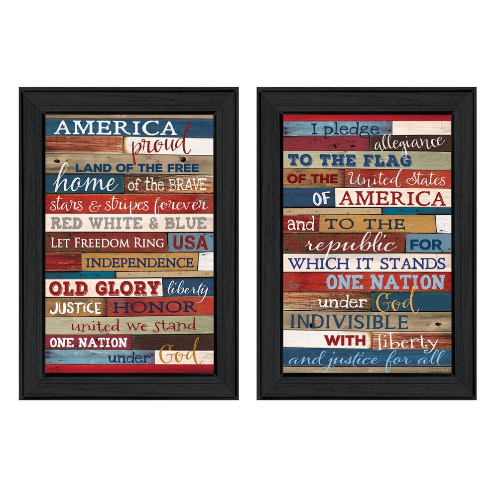 Set Of Two America Proud I Black Framed Print Wall Art HomeRoots