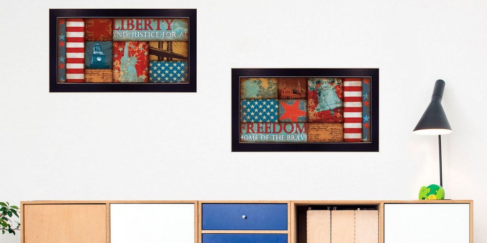 Set Of Two Liberty and Freedom Black Framed Print Wall Art HomeRoots