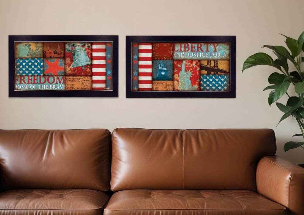 Set Of Two Liberty and Freedom Black Framed Print Wall Art HomeRoots