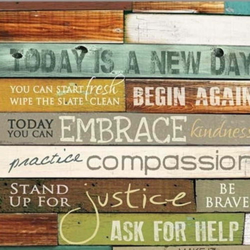 Set Of Two Today is a New Day Faux Wood Slat White Framed Print Wall Art HomeRoots