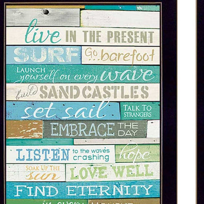 Set Of Two Live In The Moment Beachy Black Framed Print Wall Art HomeRoots