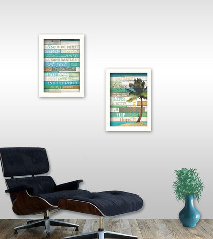 Set Of Two Live in the Present White Framed Print Wall Art HomeRoots