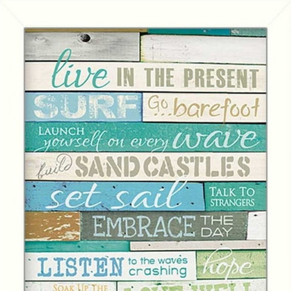 Set Of Two Live in the Present White Framed Print Wall Art HomeRoots