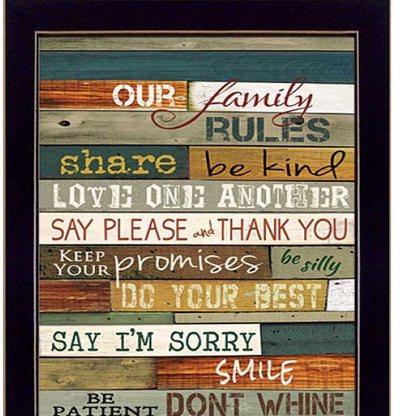 Set Of Two Family and Man Cave Rules 1 Black Framed Print Wall Art HomeRoots