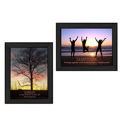 Set Of Two Passion and Teamwork Black Framed Print Wall Art HomeRoots