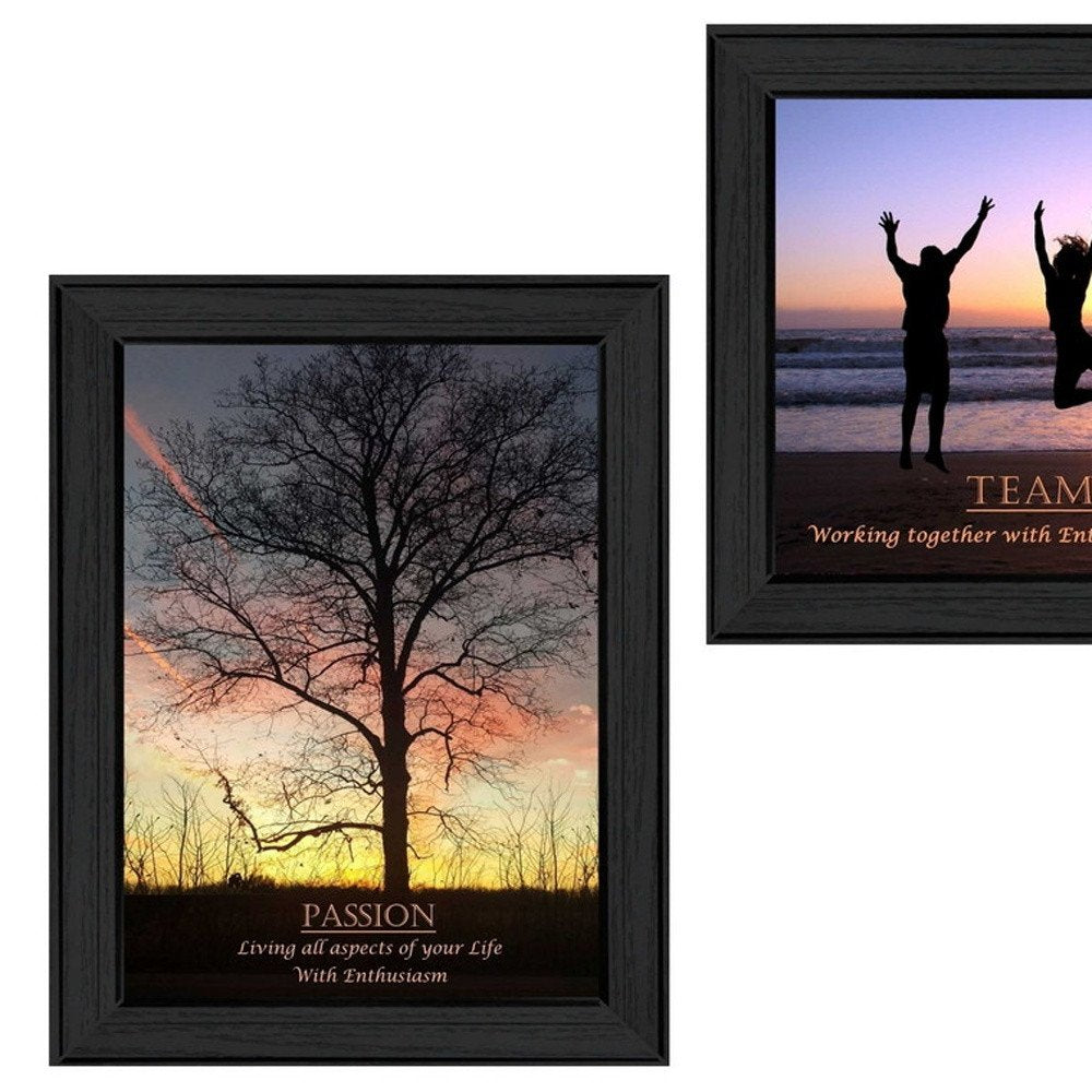Set Of Two Passion and Teamwork Black Framed Print Wall Art HomeRoots