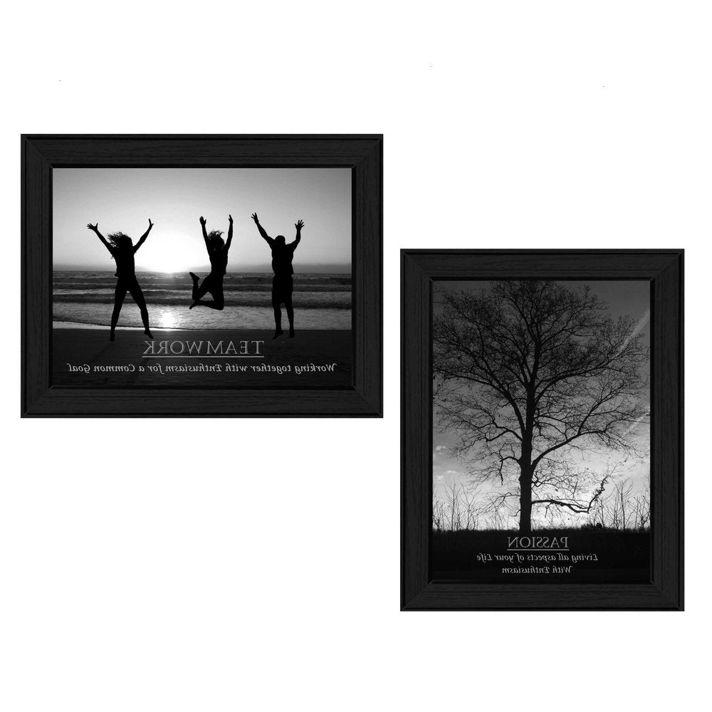 Set Of Two Passion and Teamwork Black Framed Print Wall Art HomeRoots