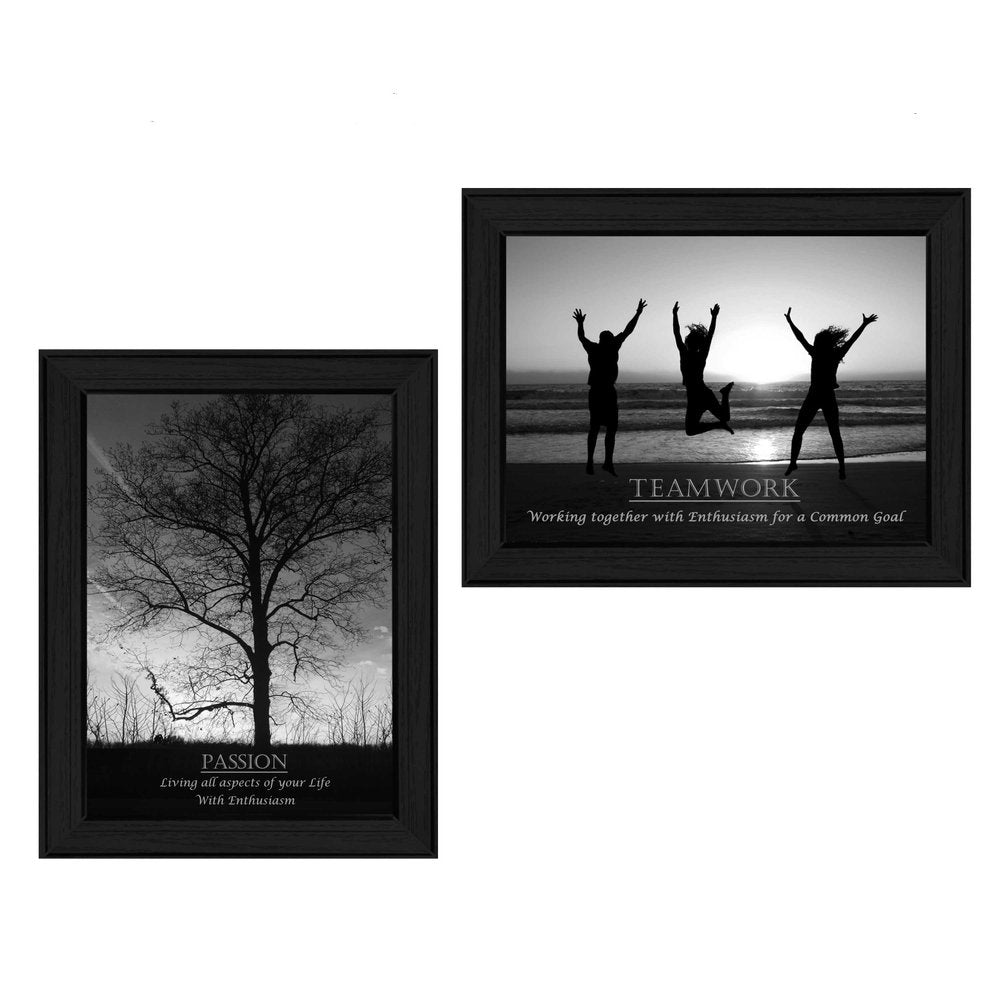Set Of Two Passion and Teamwork Black Framed Print Wall Art HomeRoots