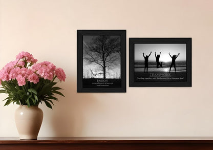 Set Of Two Passion and Teamwork Black Framed Print Wall Art HomeRoots