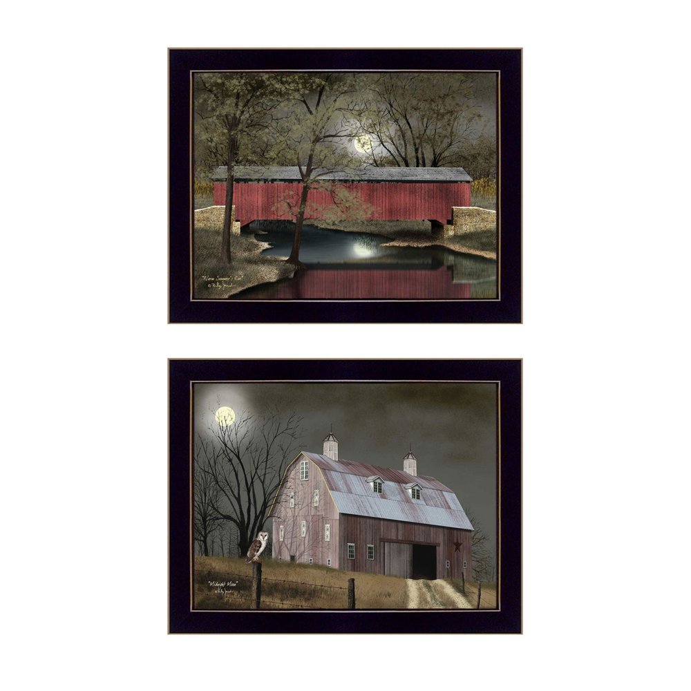 Set Of Two Midnight Moon Black Framed Print Wall Art HomeRoots