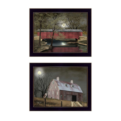 Set Of Two Midnight Moon Black Framed Print Wall Art HomeRoots