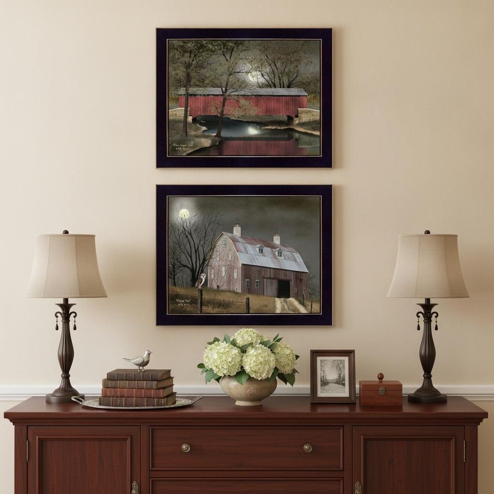 Set Of Two Midnight Moon Black Framed Print Wall Art HomeRoots