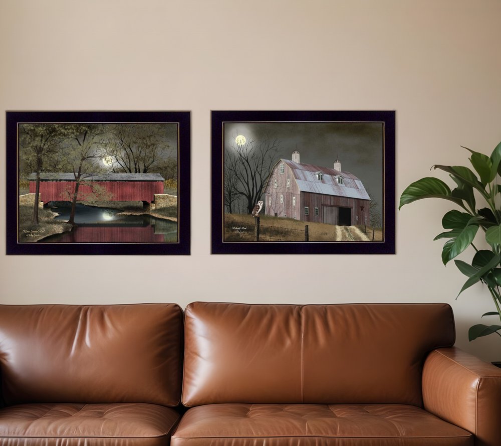 Set Of Two Midnight Moon Black Framed Print Wall Art HomeRoots