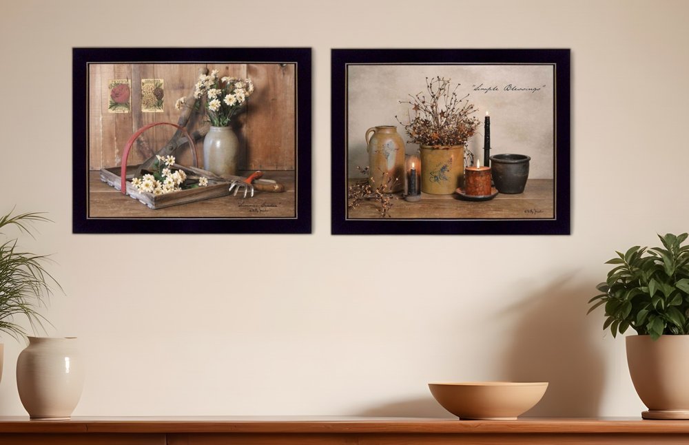 Set Of Two Simple Blessings Black Framed Print Wall Art HomeRoots