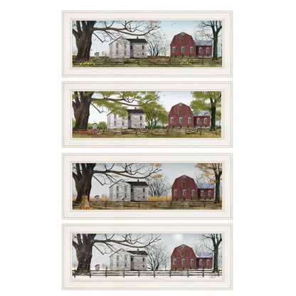 Set Of Four Four Seasons Collection II 1 White Framed Print Wall Art HomeRoots