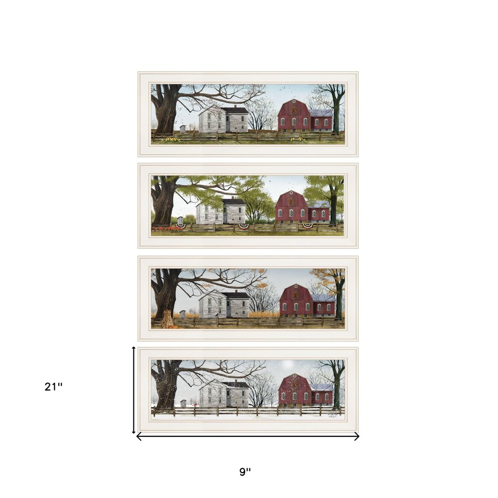 Set Of Four Four Seasons Collection II 1 White Framed Print Wall Art HomeRoots