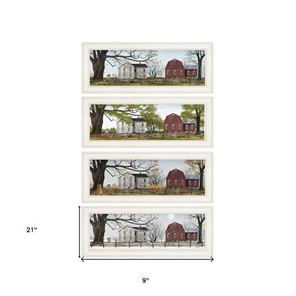 Set Of Four Four Seasons Collection II 1 White Framed Print Wall Art HomeRoots