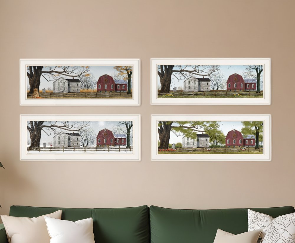 Set Of Four Four Seasons Collection II 1 White Framed Print Wall Art HomeRoots