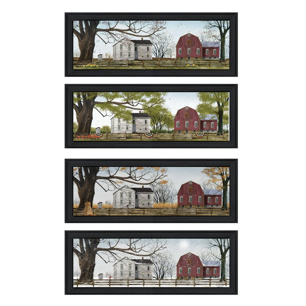 Set Of Four Four Seasons Collection II 2 Black Framed Print Wall Art HomeRoots