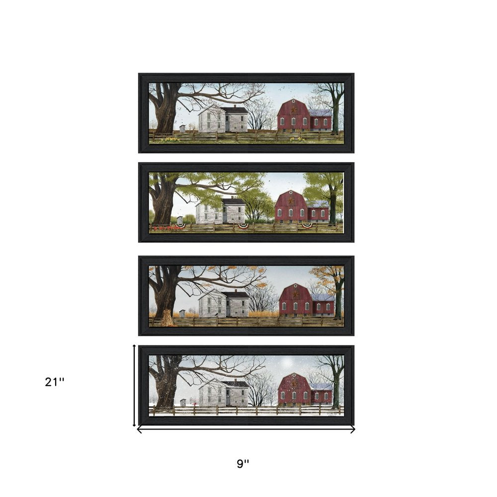Set Of Four Four Seasons Collection II 2 Black Framed Print Wall Art HomeRoots