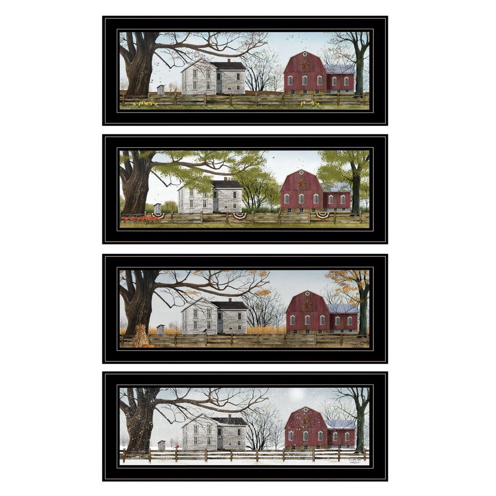 Set Of Four Four Seasons Collection II 3 Black Framed Print Wall Art HomeRoots