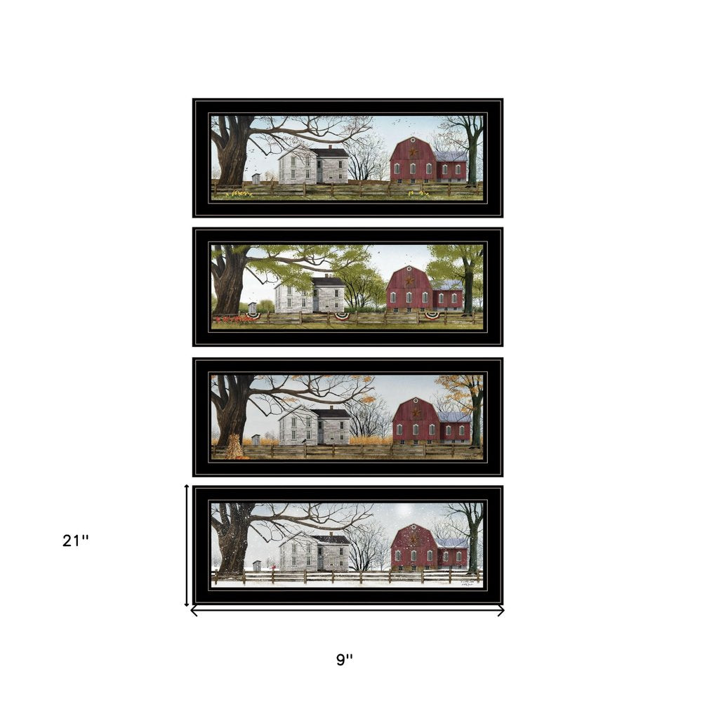 Set Of Four Four Seasons Collection II 3 Black Framed Print Wall Art HomeRoots