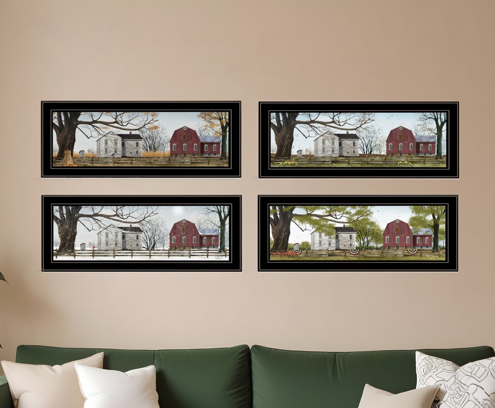 Set Of Four Four Seasons Collection II 3 Black Framed Print Wall Art HomeRoots