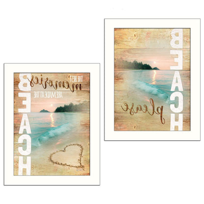 Set Of Two Beach Please White Framed Print Wall Art HomeRoots