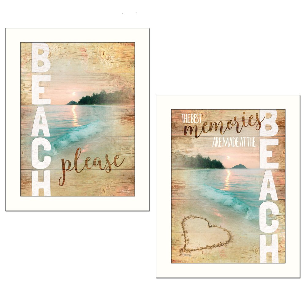Set Of Two Beach Please White Framed Print Wall Art HomeRoots
