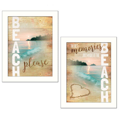Set Of Two Beach Please White Framed Print Wall Art HomeRoots