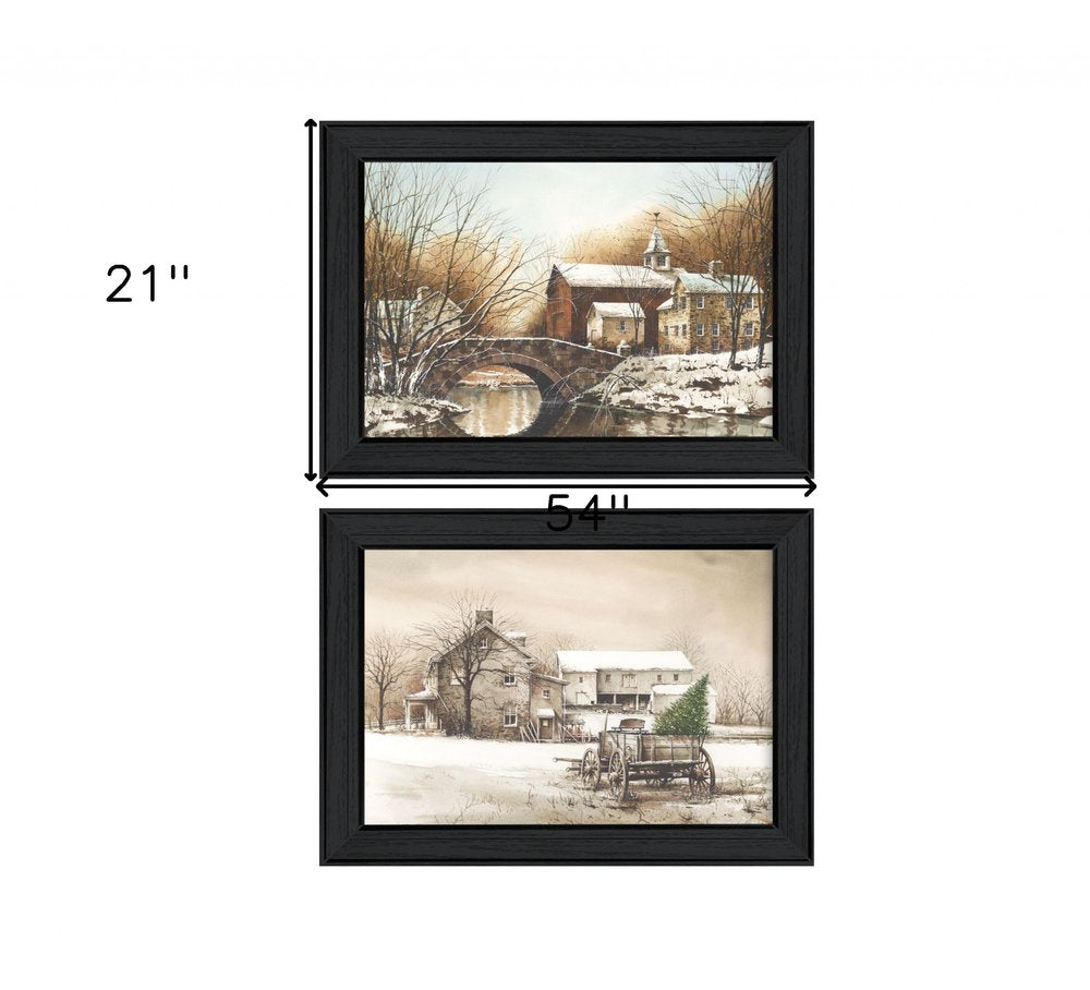 Set Of Two Winter Reflections Black Framed Print Wall Art HomeRoots