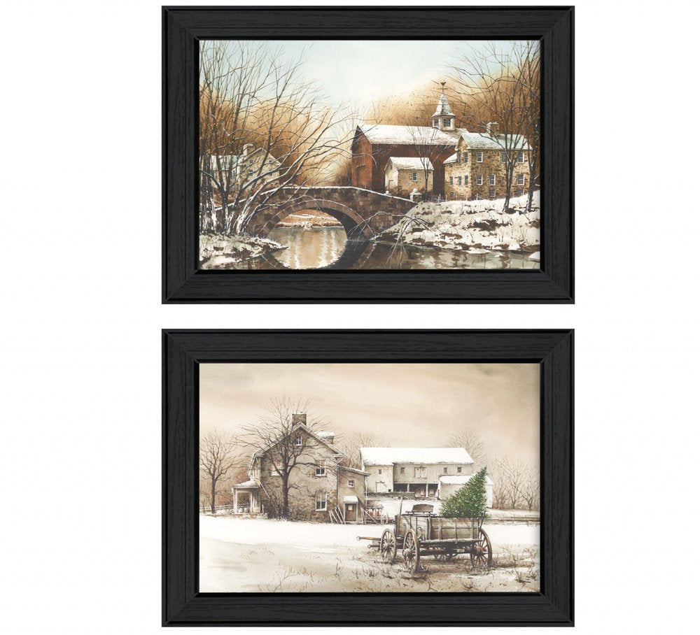 Set Of Two Winter Reflections Black Framed Print Wall Art HomeRoots