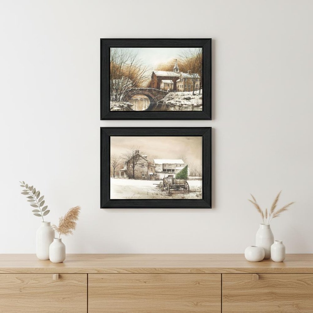 Set Of Two Winter Reflections Black Framed Print Wall Art HomeRoots