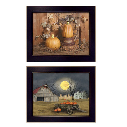 Set Of Two Pumpkin Space Harvest Black Framed Print Kitchen Wall Art HomeRoots