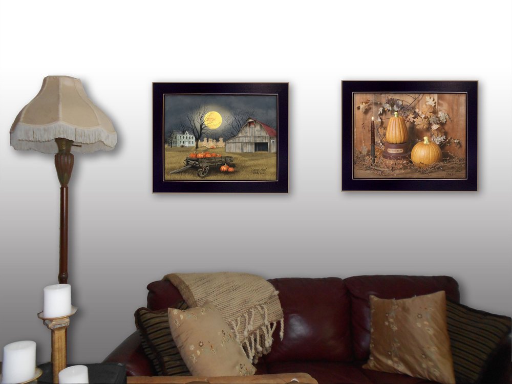 Set Of Two Pumpkin Space Harvest Black Framed Print Kitchen Wall Art HomeRoots