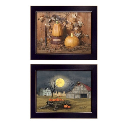 Set Of Two Pumpkin Space Harvest Black Framed Print Kitchen Wall Art HomeRoots