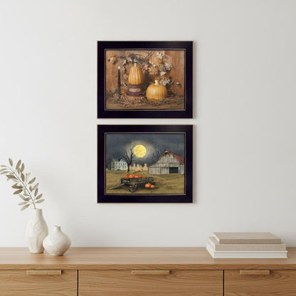 Set Of Two Pumpkin Space Harvest Black Framed Print Kitchen Wall Art HomeRoots