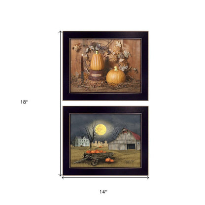 Set Of Two Pumpkin Space Harvest Black Framed Print Kitchen Wall Art HomeRoots