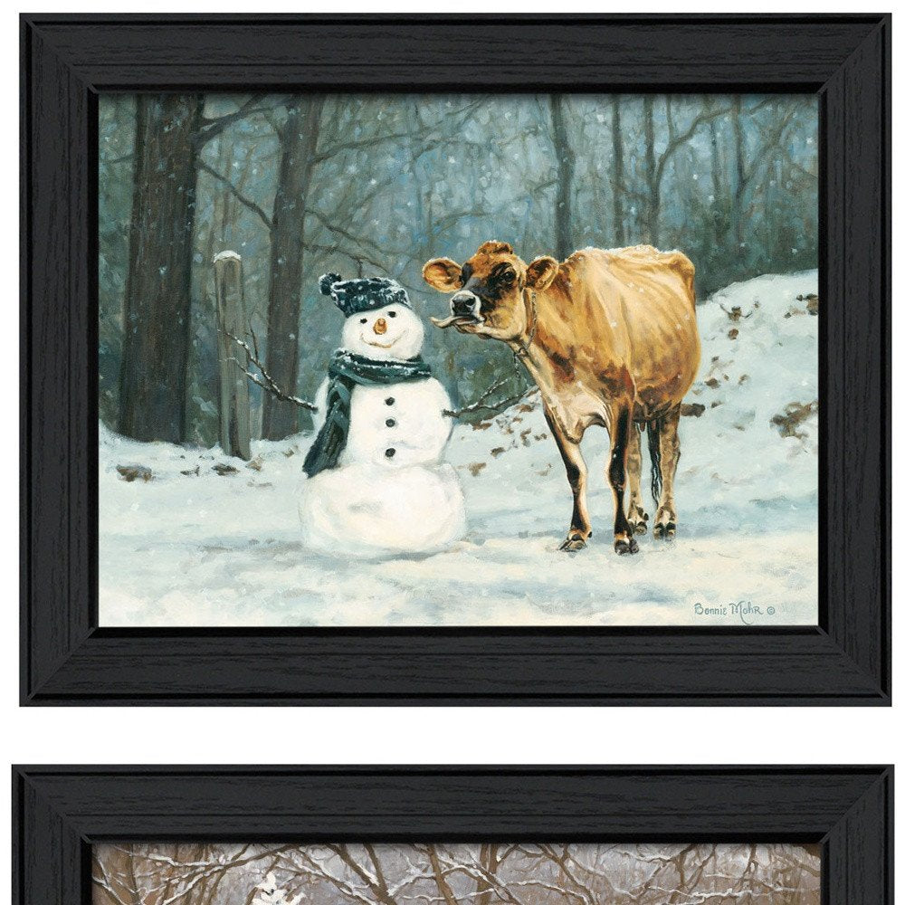 Set Of Two Snow Buddies Black Framed Wall Art HomeRoots