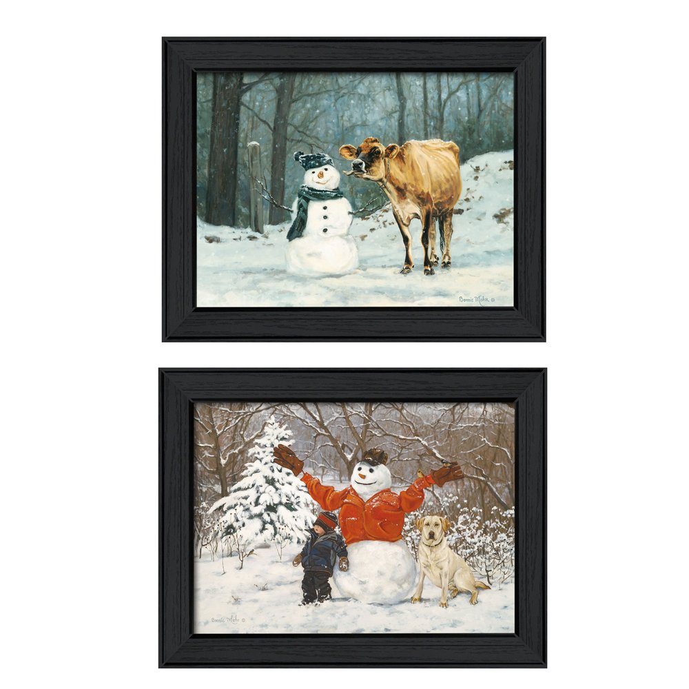 Set Of Two Snow Buddies Black Framed Wall Art HomeRoots