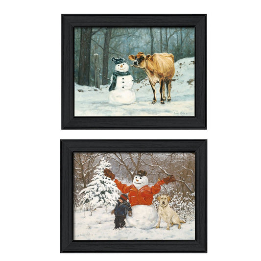 Set Of Two Snow Buddies Black Framed Wall Art HomeRoots