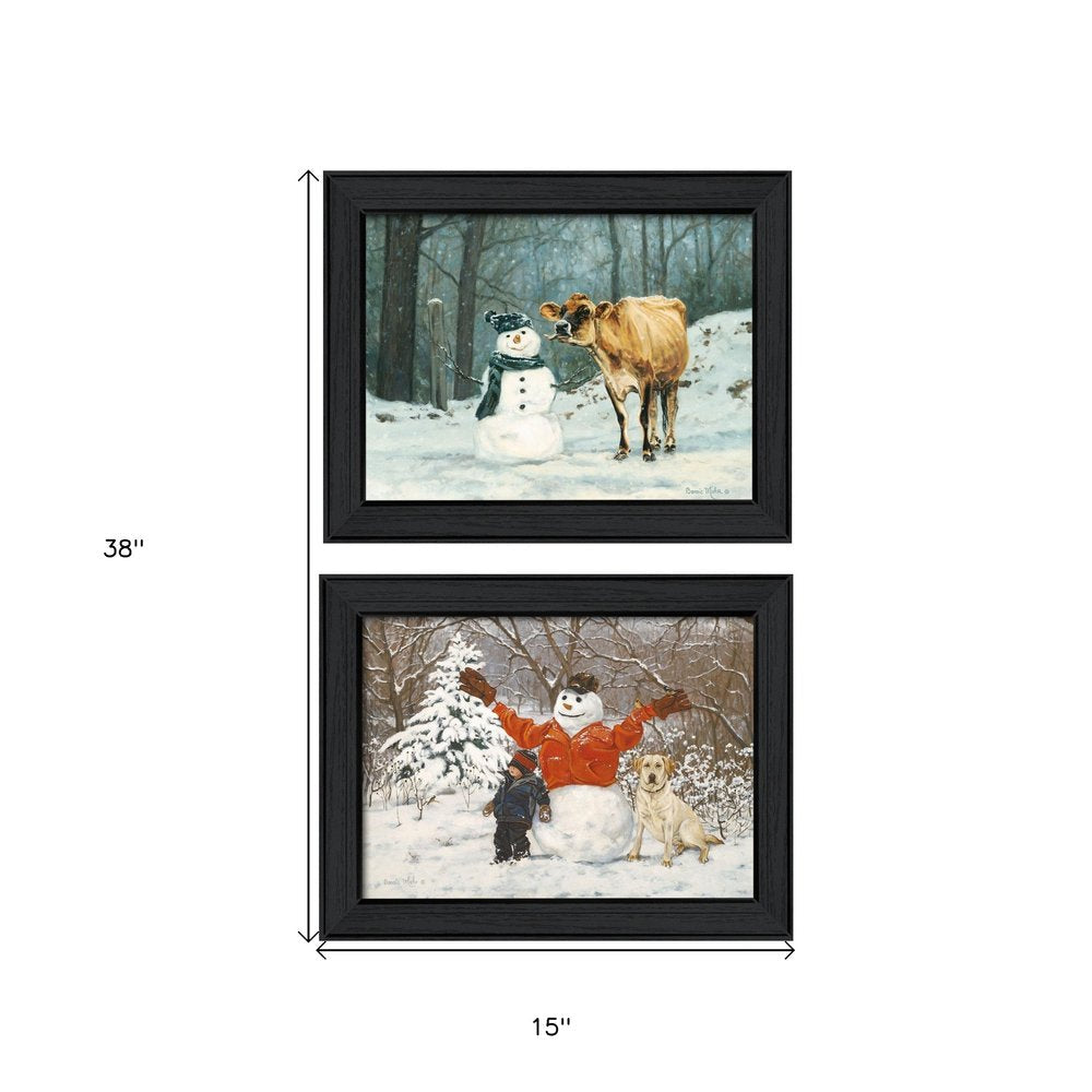 Set Of Two Snow Buddies Black Framed Wall Art HomeRoots