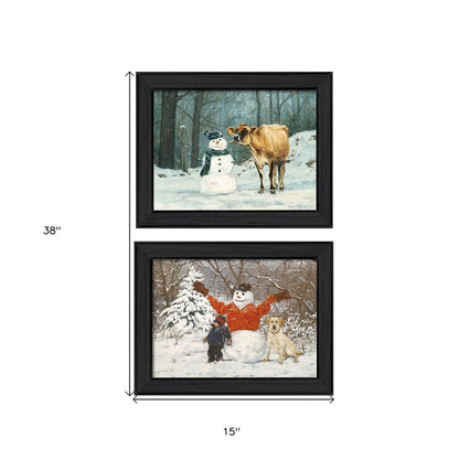 Set Of Two Snow Buddies Black Framed Wall Art HomeRoots