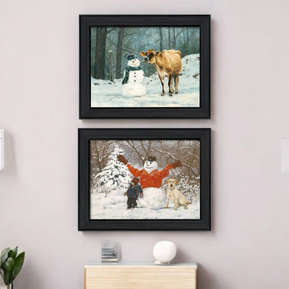 Set Of Two Snow Buddies Black Framed Wall Art HomeRoots