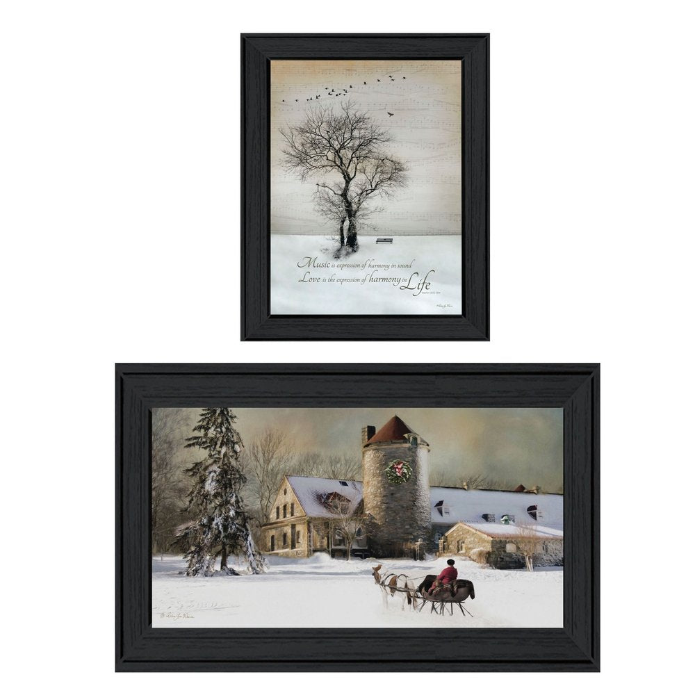 Set Of Two Winter Harmony Collection Black Framed Wall Art — view 2