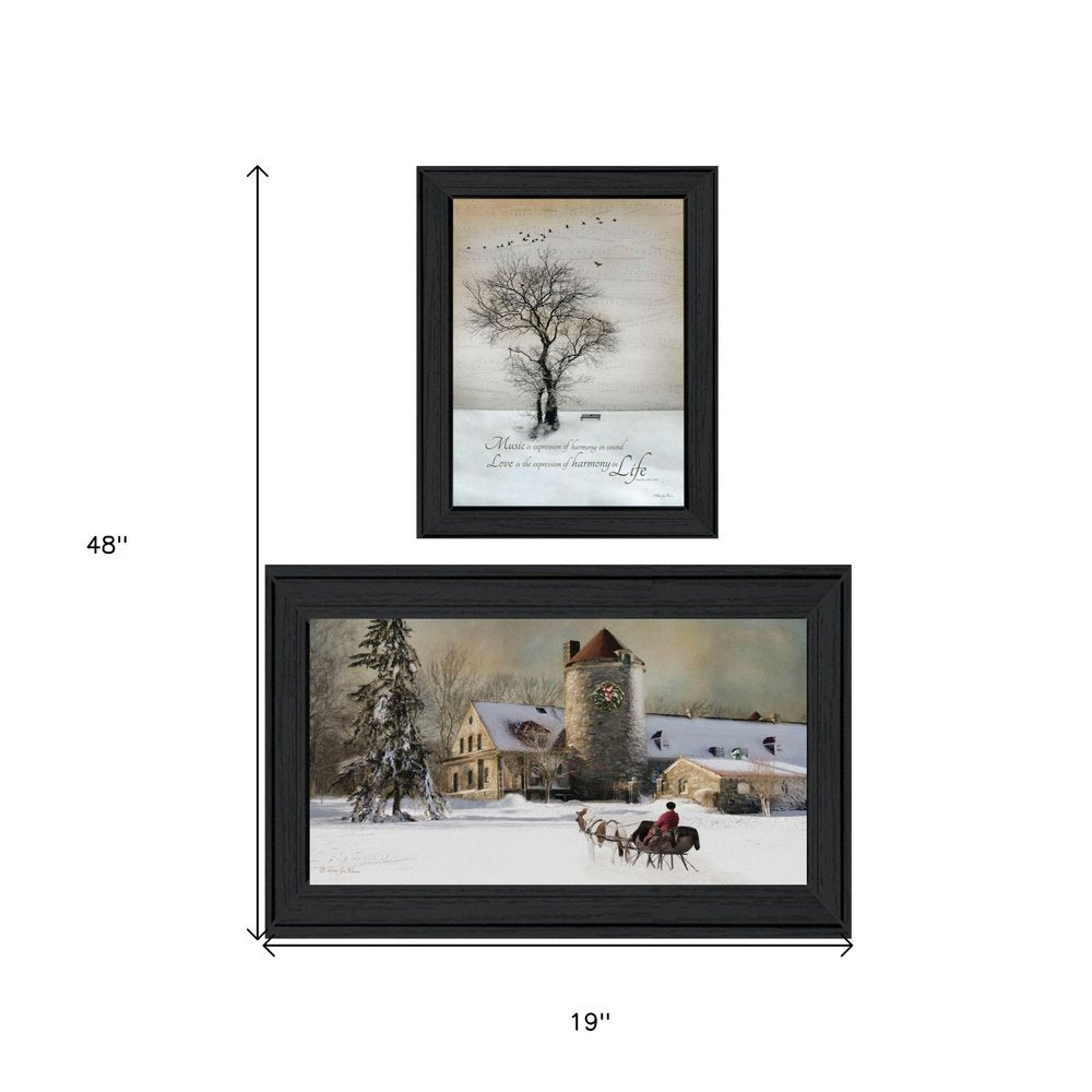 Set Of Two Winter Harmony Collection Black Framed Wall Art — view 6