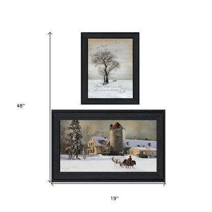 Set Of Two Winter Harmony Collection Black Framed Wall Art