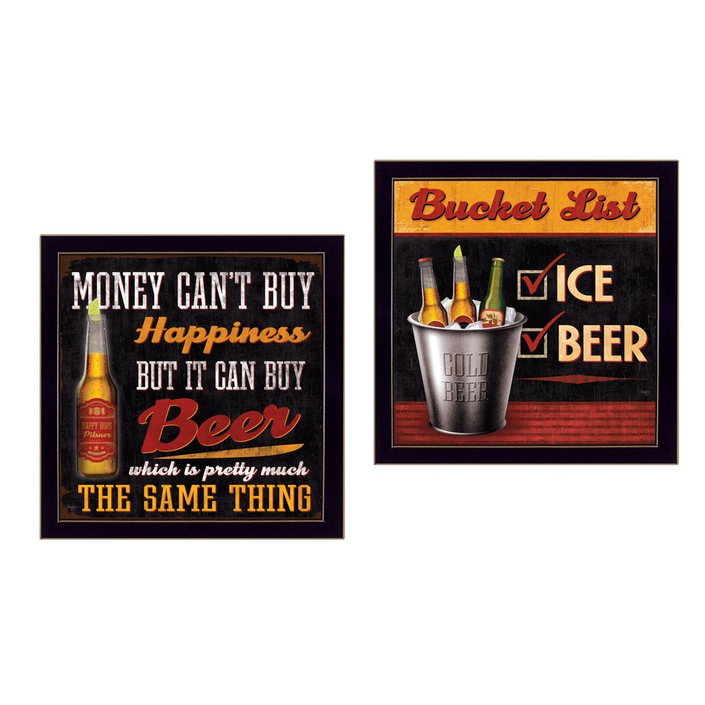 Set Of Two Bucket List Black Framed Print Wall Art — view 1