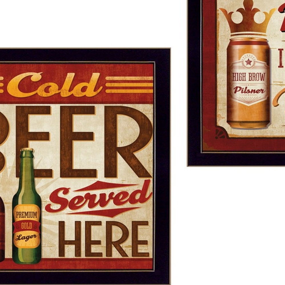 Set Of Two Beer II Cold Beer Served Here Black Framed Wall Art — view 3